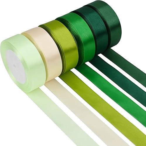 Surflyee 6 Rollos De Cintas De Satén Verde De 50 Mm De Ancho