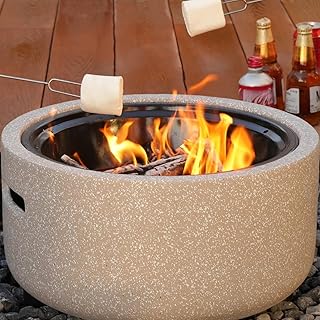Fire Pits for Outside Wood Burning with Metal Lid & Grill,Outdoor Round Firepit with Fire Poker,Spark Screen,3-in-1 Fire Pit for BBQ,Table and Bonfire (Grey 2)