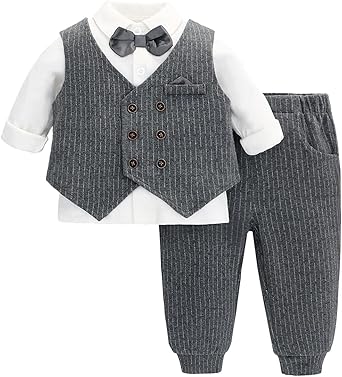 Famuka Baby Jongen Romper Boxpakken Doop Bruiloft Babymode jongens babykleertjes outfit babykleding (24 maanden, Wit