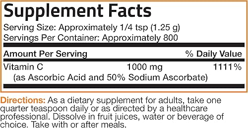 Miniatura 7 de Bronson Polvo de vitamina C tamponada con ácido ascórbico tamponado con cristales finos solubles en ascorbato de sodio - Promueve el sistema