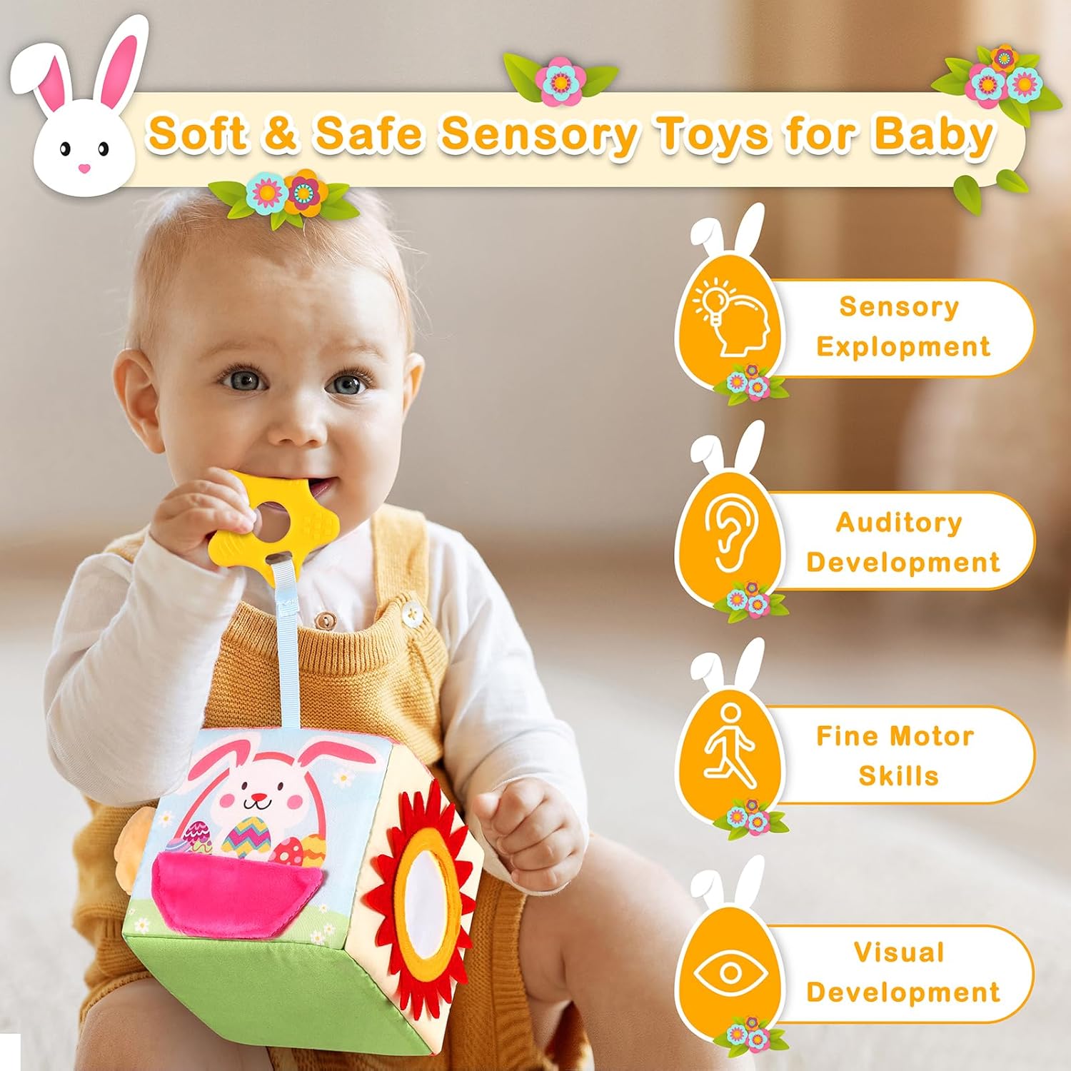 Easter Baby Toys Montessori Toys Baby Tissue Box Toy for Babies 3 6 9 Months, Easter Gifts, Easter Basket Stuffers for Babies