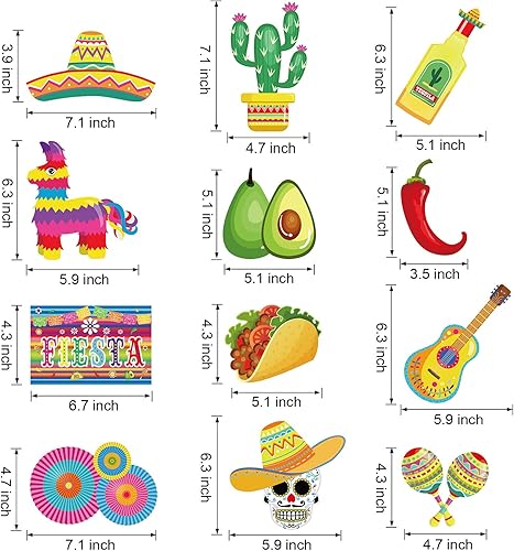 Miniatura 2 de 30 piezas de decoración de remolinos colgantes para fiesta mexicana, cartulina mexicana, fiesta del Cinco de Mayo, Taco, Twosday, cumpleaños, papel
