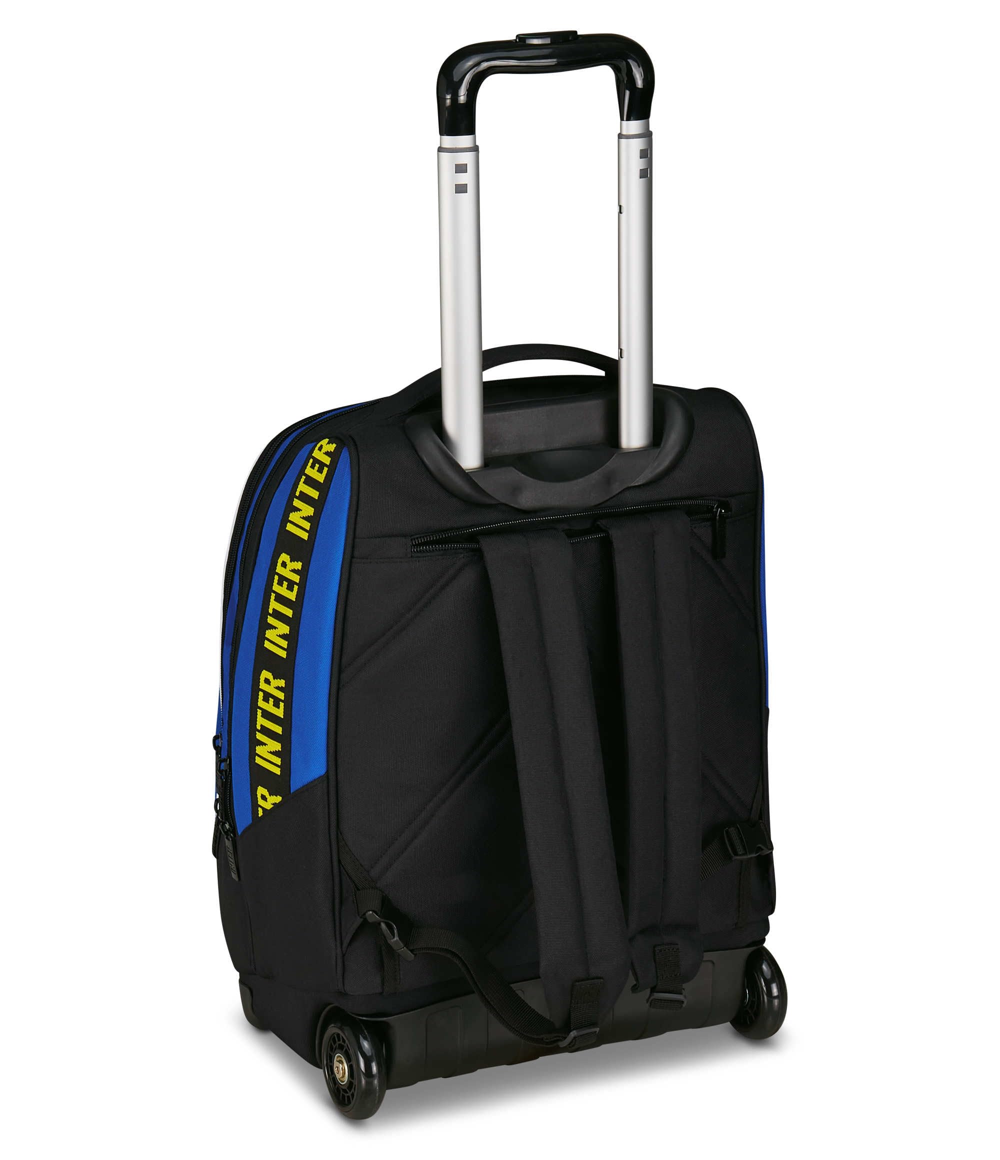 Seven Inter Big Trolley Calcio Scuola Fisso, Blu, 2 in 1, Doppio Uso, Trolley e Zaino, Scuola Elementare e media, Per bambini e ragazzi, Prodotto ufficiale, Idea regalo