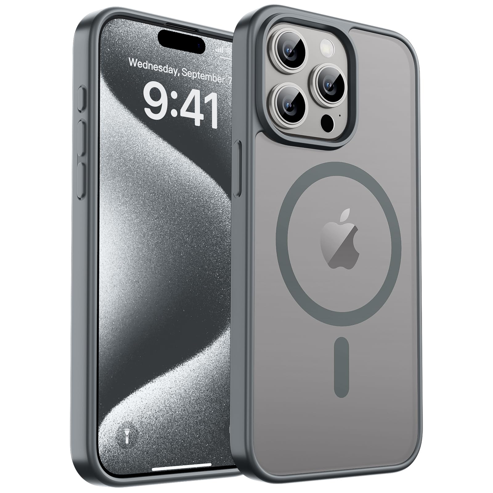 zapica Magnetic for iPhone 15 Pro Case, Dark Gary