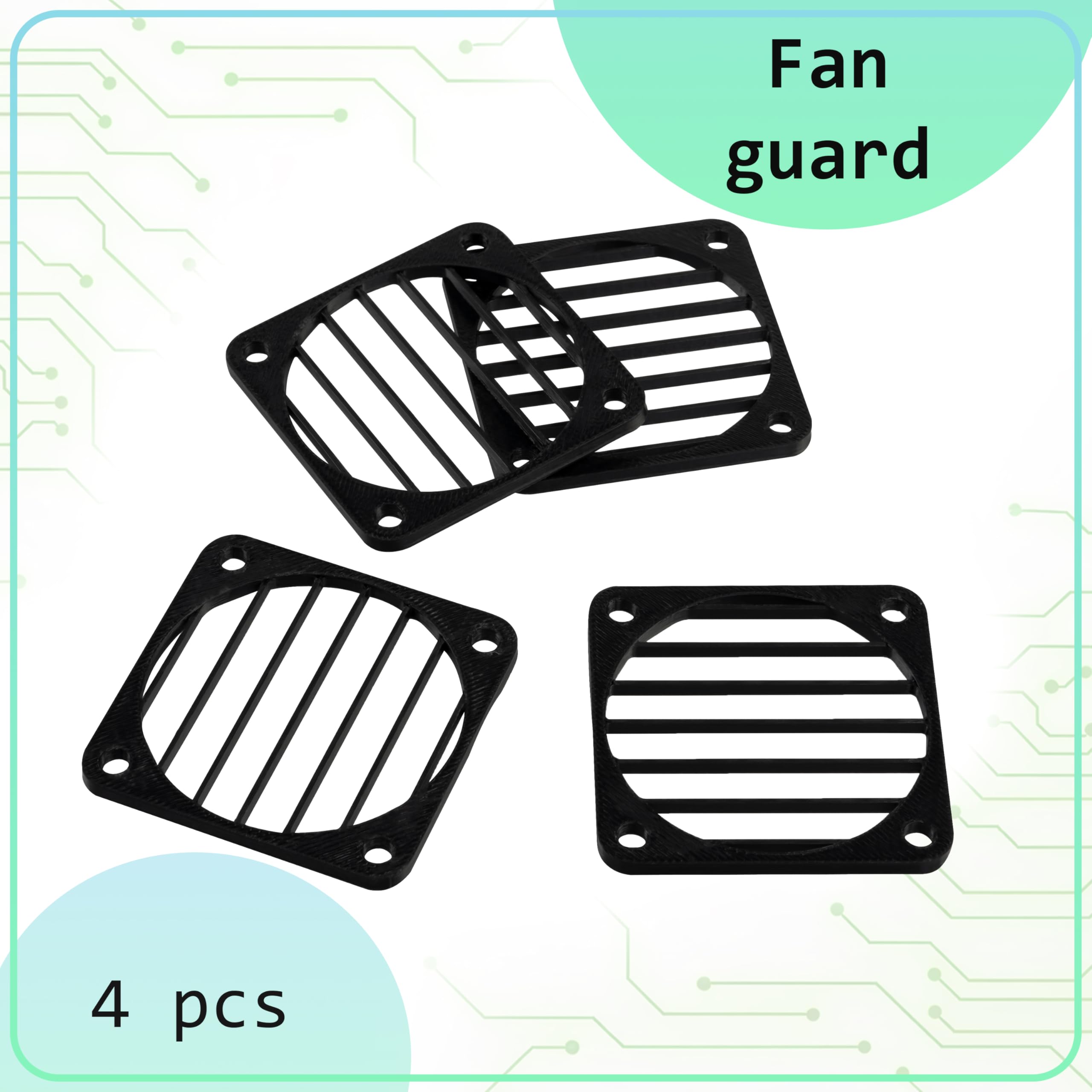 Aerzetix Set Di 4 Griglie Per Ventola 60x60 Mm In Plastica ABS – Per PC, Stampanti, Proiettori E Dispositivi Audiovisivi, Colore Nero