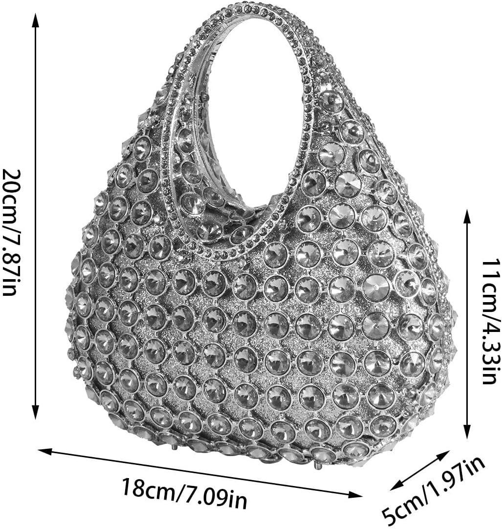 Women's Sparkly Evening Bag Glitter Rhinestone Clutch Purse Top Handle Bag with Chain for Party Wedding - Image 2