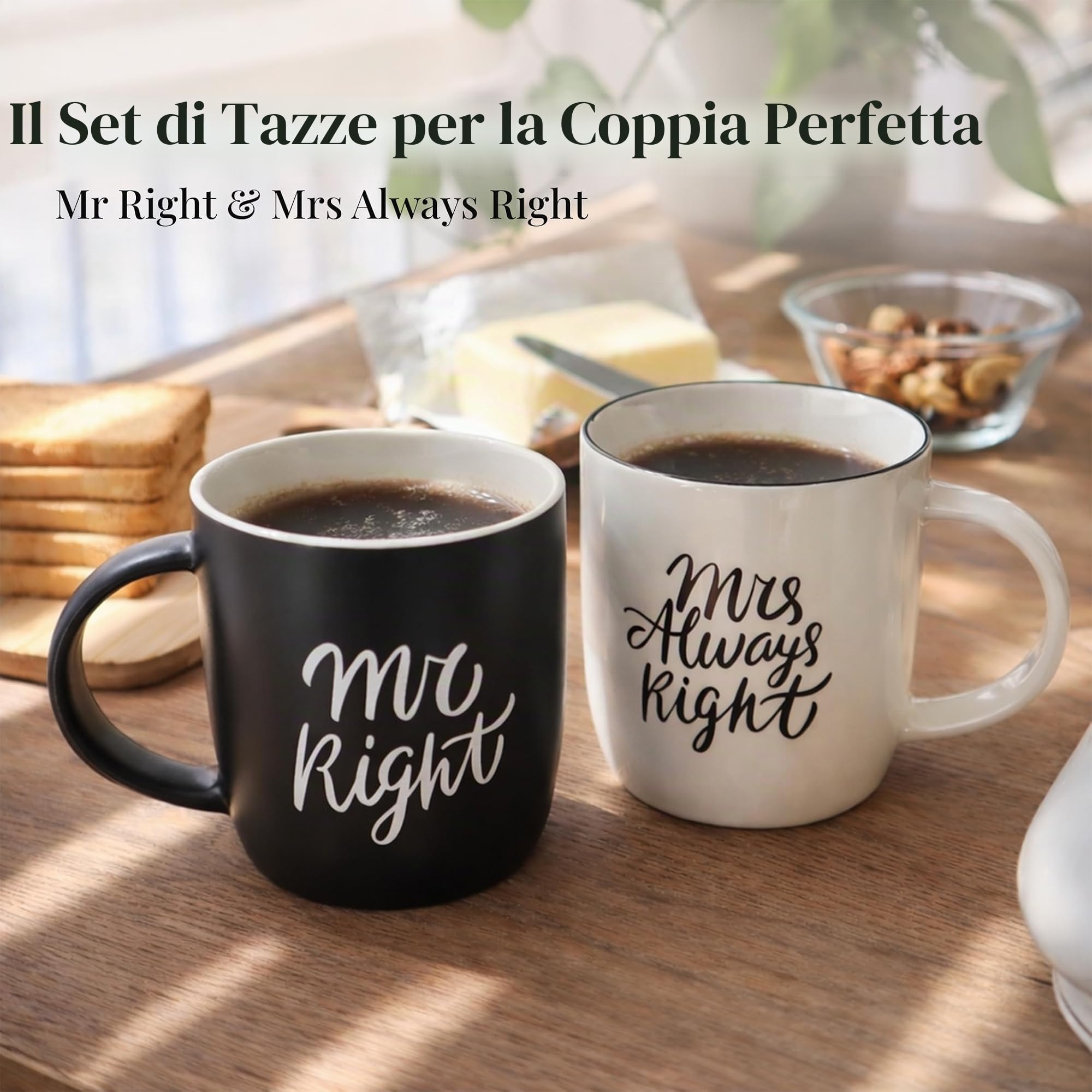 Triple Gifffted Tazza da caffè Mr Right Mrs Always Right, idea regalo per coppie, anniversario di matrimonio, fidanzamento, Natale, lui e lei, sposi, genitori, sposi novelli, addio al nubilato,
