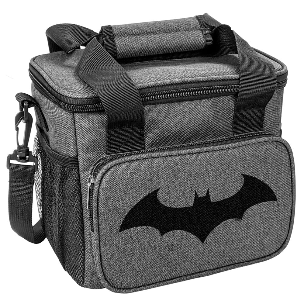 Popfunk Batman Hush Black Logo Soft Insulated Cooler Bag, Large Lunch Bag, Lightweight, Thermal and Reusable for Office, Picnic, Beach