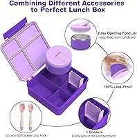 Vista 2 de Lonchera Bento con termo de sopa de 8 onzas, recipientes de comida a prueba de fugas para niños con 4 compartimentos, recipiente de comida caliente