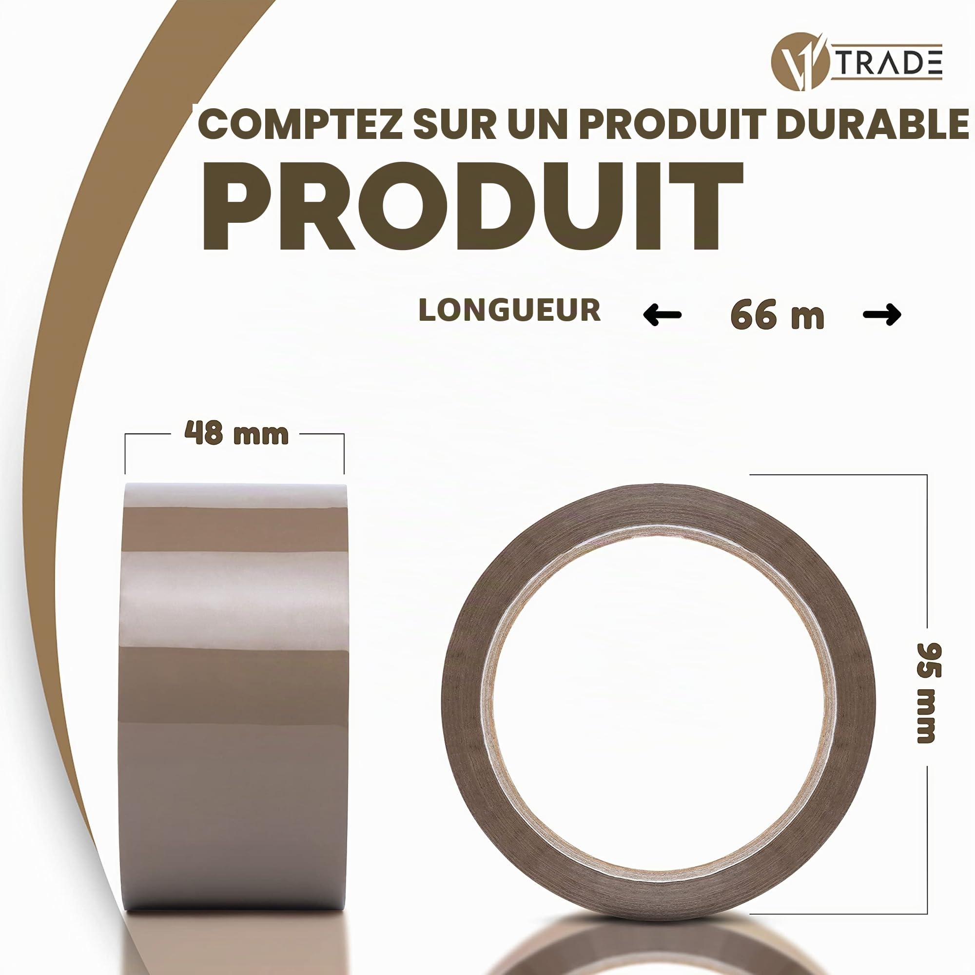 V1 TRADE - Ruban Adhésif D'emballage Marron - Adhésif Emballage - Rouleau Adhesif Carton – Lot de 36 rouleaux 48 mm x 66 m