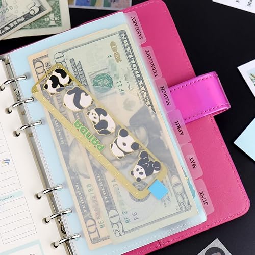 Miniatura 5 de NatSumeBasics 6 sobres de efectivo A6 esmerilados A6 divisores de bolsillo con etiqueta adhesiva para 6 anillas, insertos de carpeta de presupuesto,