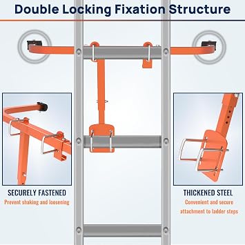 Ladder Stabilizer, Upgraded Heavy Duty Ladder Standoff Arms for Roof Gutter, Secure and Stable Ladder Extensions with Wing Span, Ladder Attachment with Anti-Slip Rubber Feet