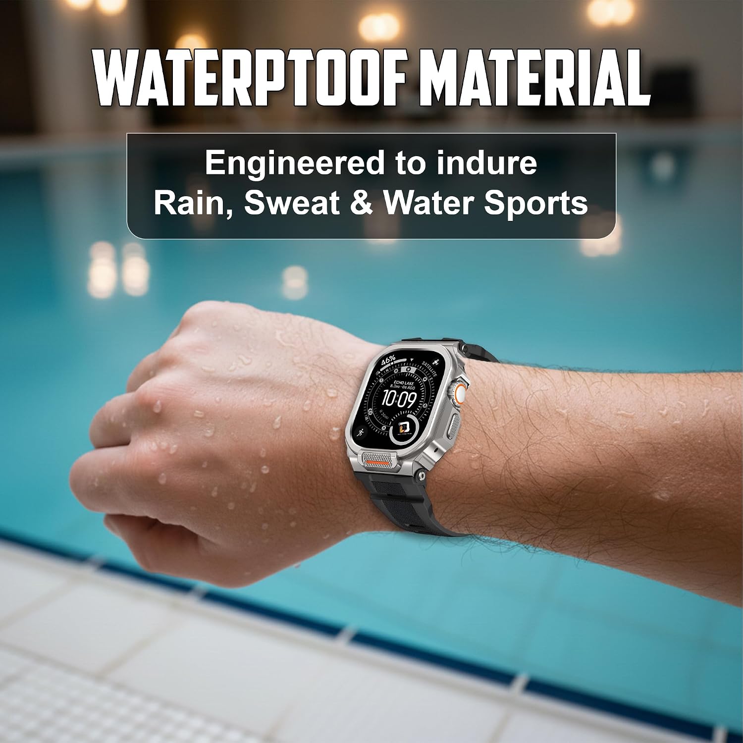 DADO Rugged Integrated Silicone Band with Case Compatible with Apple Watch Ultra 3/2/1, Series 11/10, Sport Strap with Metal Bumper Case for Apple Watch