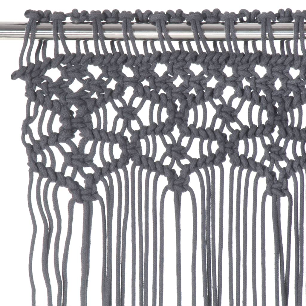 Générique Rideau Macramé Anthracite 140x240 cm Coton | 80% Coton 20% Polyester, Lavable à Basse Température, Coupe Facile, pour Tringle