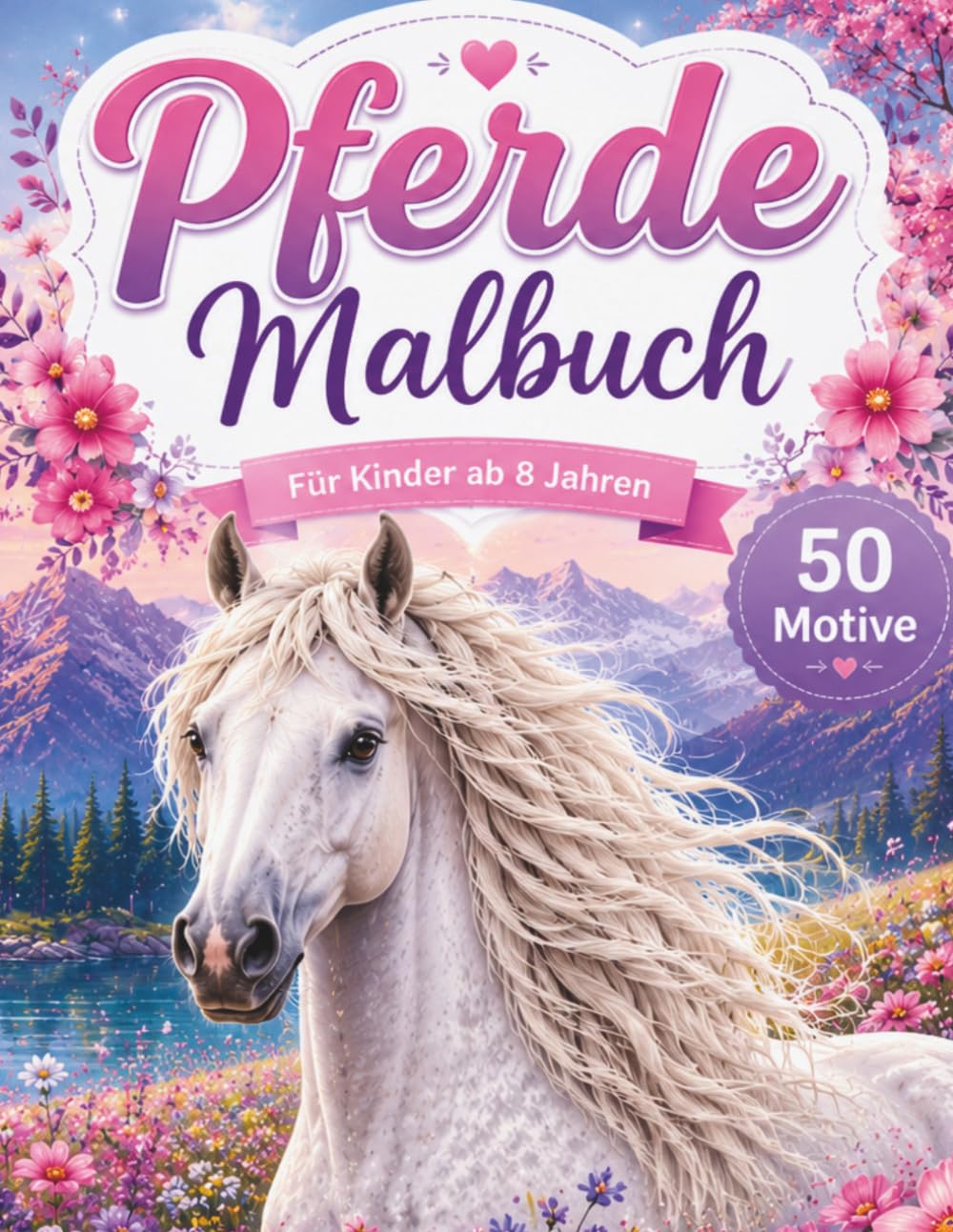 Pferde Malbuch für Kinder ab 8 Jahren: 50 wunderschöne Pferde-Motive zum Ausmalen | Pferde, Fohlen, Reiterinnen & Naturlandschaften | Einseitig bedruckt (Traumhafte Pferdewelt)