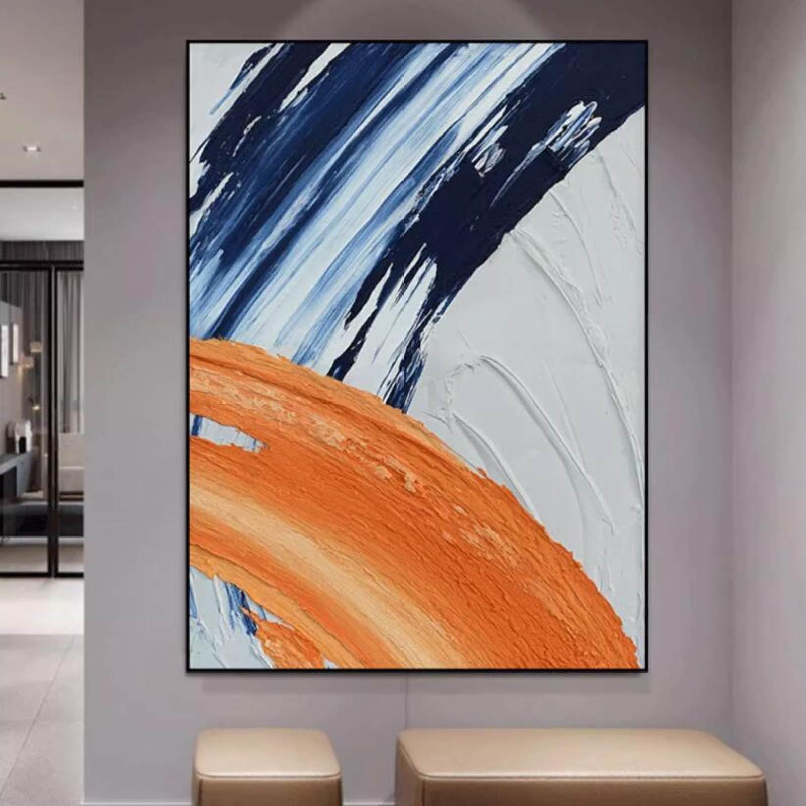 Peinture à l'huile sur toile haut de gamme vagues abstraites de luxe léger faites main