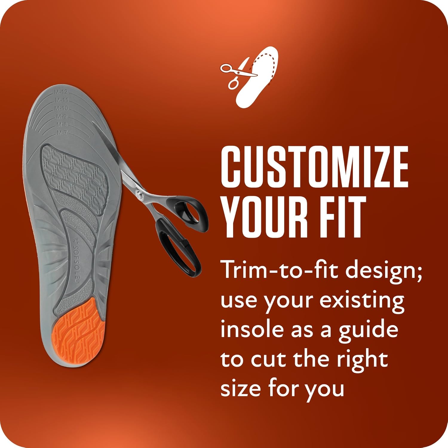 Sof Sole Arch TTF Insoles - Contoured Arch Support for Plantar Fasciitis, Heel Pain Relief, Foot Fatigue, and Blister Prevention - Gel Cushioning, Trim-to-Fit, Walking, Active Lifestyles, Men's 7-13 - Image 7