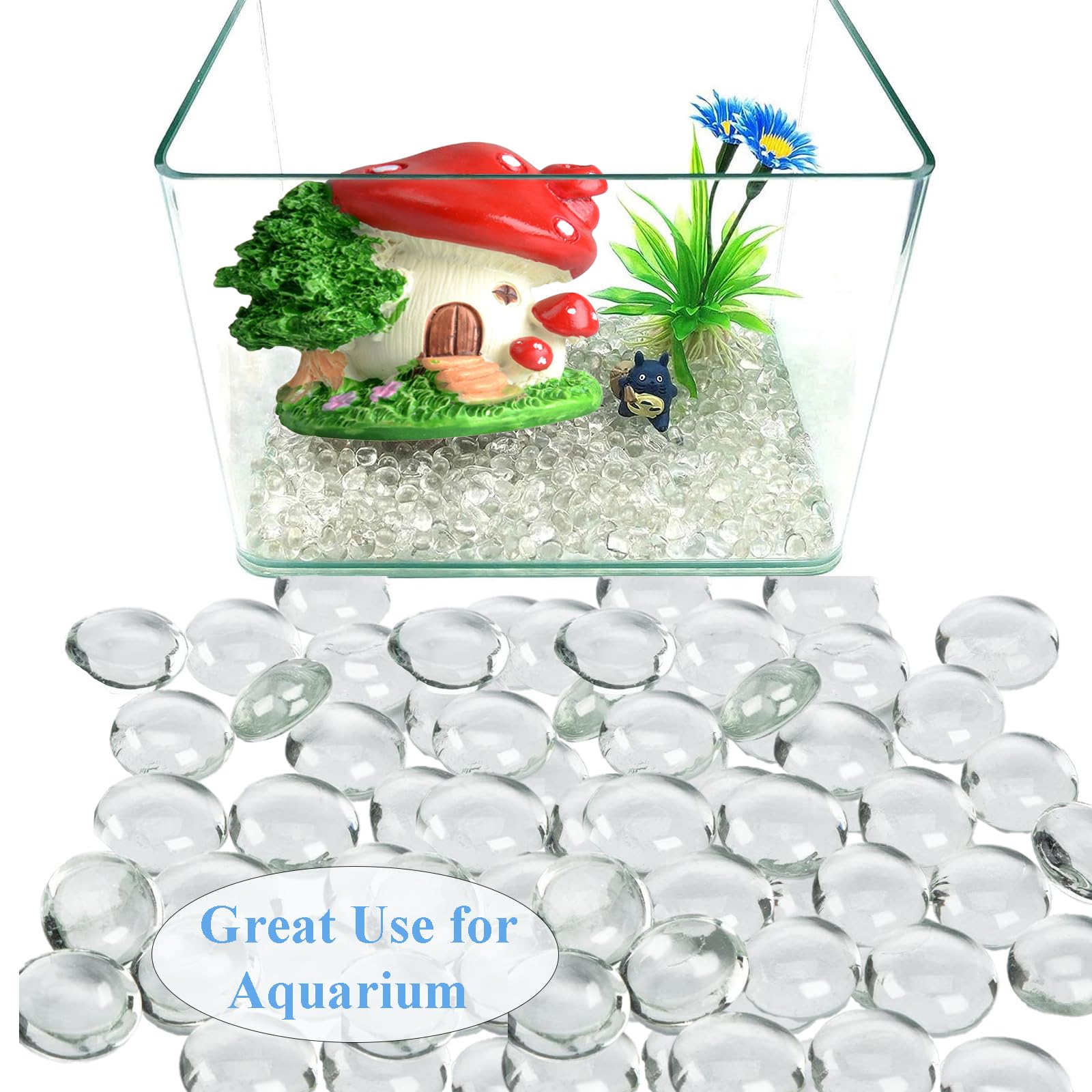 Piedras De Cristal Transparente 1kg - Guijarros De Vidrio Para Decorar Jarrones, Acuarios Y Manualidades