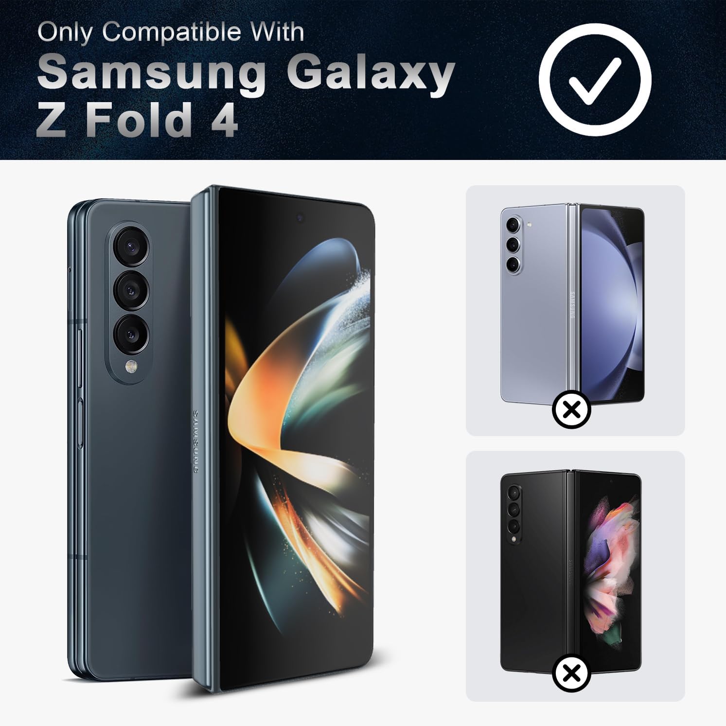 Magnetic for Galaxy Z Fold 4 5G Case,Lightweight,Slim Fit Drop Protection Rugged Shockproof Cover for Samsung Galaxy Z Fold 4 5G, Hard PC Shockproof Protective Phone Blue 18-Z Fold4-12