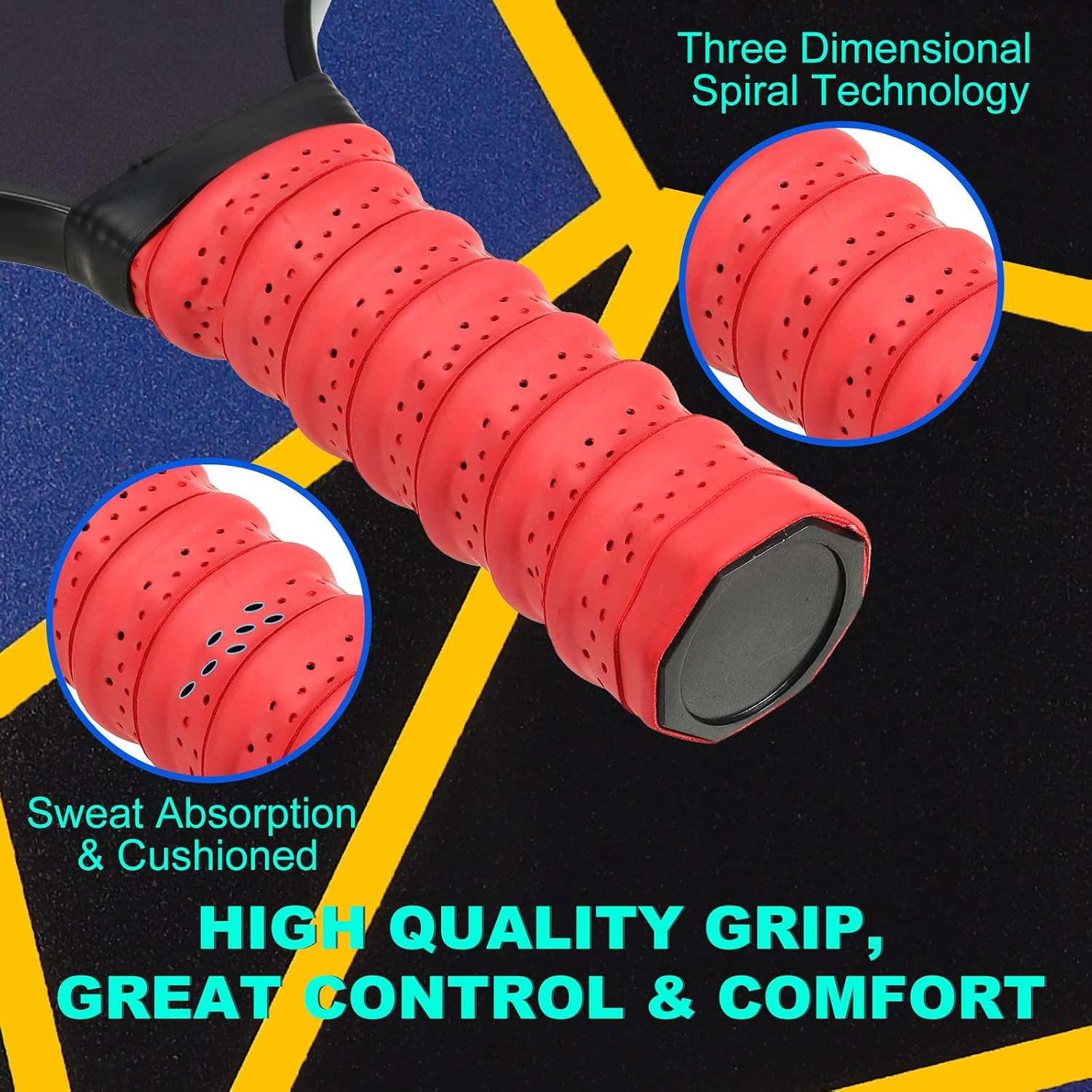 PATIKIL Graphite Pickleball Paddles, USAPA Approved USA Pickleball Paddle, Fiberglass Anti-Slip Sweat-Absorbing Grip with Bag, Red Blue Lighting