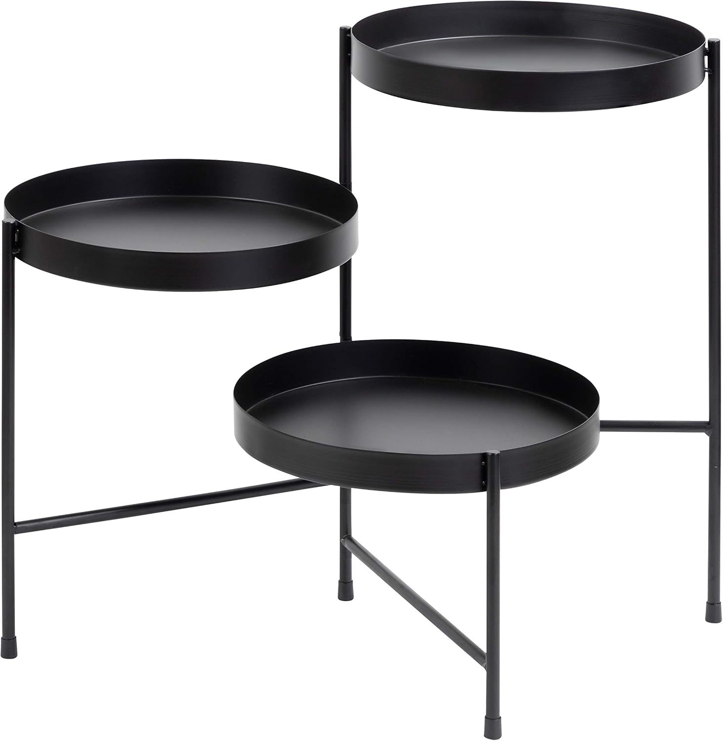 Kate and Laurel Finn Modern Tri-Level Plant Stand, 13 x 13 x 22, Black, Indoor Multi-Tiered Plant Stand