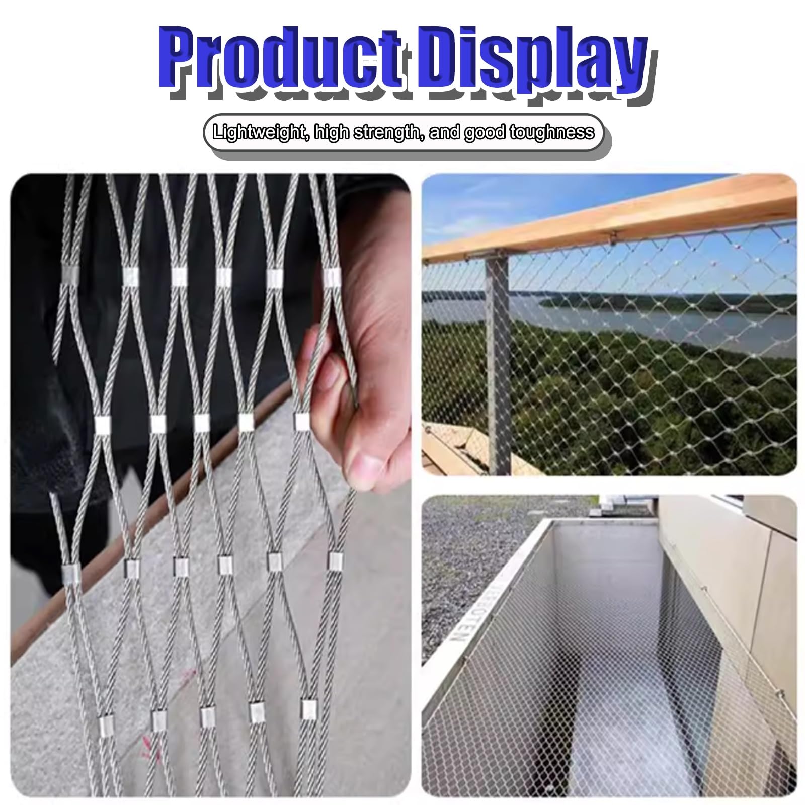 Rete di sicurezza flessibile in metallo resistente, griglia di sicurezza multiuso, per balconi e scale, 6 x 0,7 m, pannello di protezione per animali domestici e bambini, soluzione di sicurezza