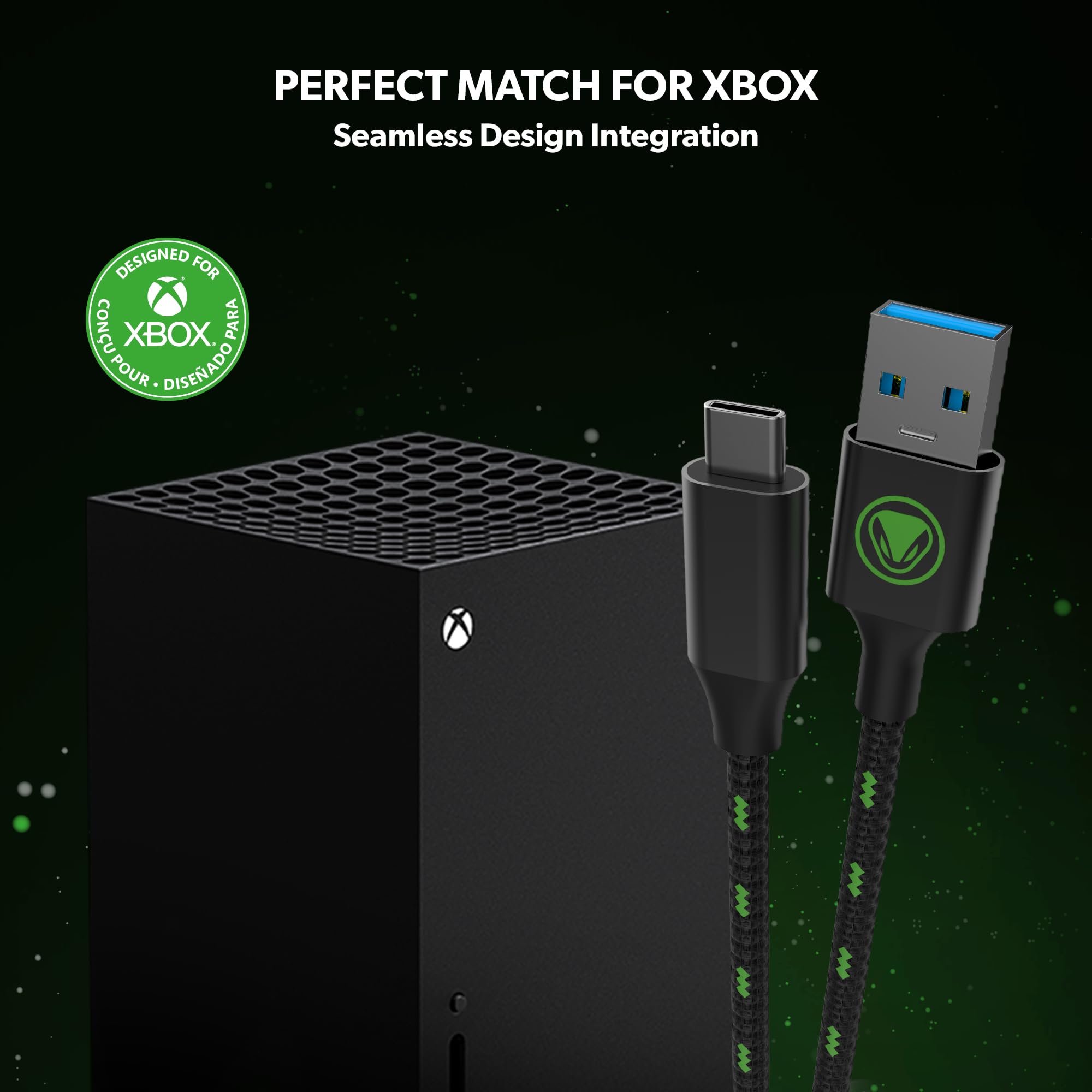 Snakebyte Charge & Data Cable X - Cavo USB-C con licenza per Xbox Series X|S, ricarica rapida di controller Xbox, trasferimento dati da 10 GBITS/S