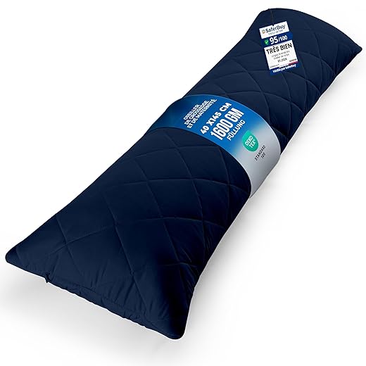 Utopia Bedding Oreiller matelassé, 40 x 145 cm Oreillers de Grossesse et de maternité, Oreiller pour Dormir sur Le côté, Rembourrage en Polyester Doux (Bleu Marine)