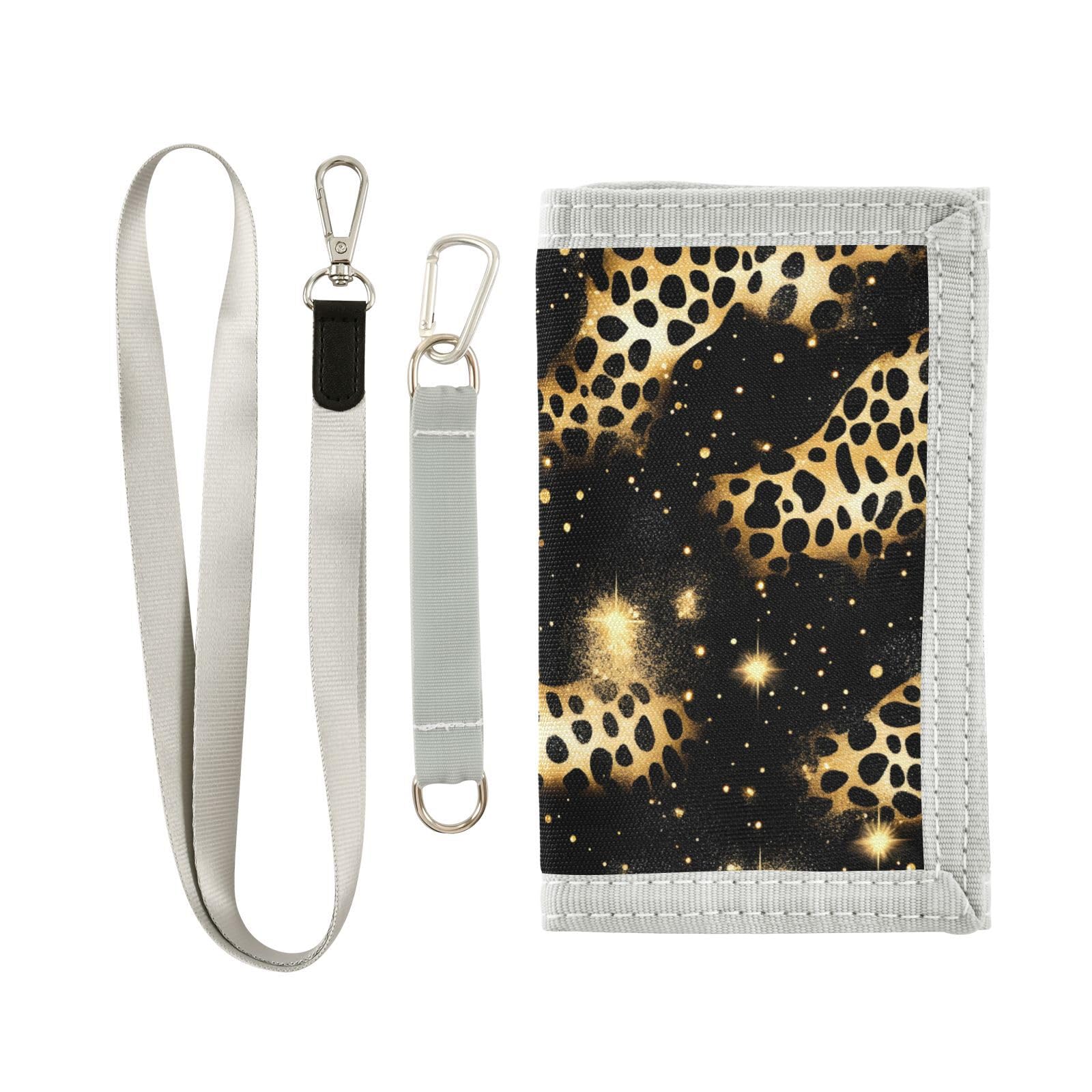 zyrtty Kids Wallets for Boys Girls Ages 4-18 Trifold, Yellow Leopard Print Black Wallet with Zippered Coin Pocket and Card Holders, Novelty Wallet for Childrens Birthday Gifts