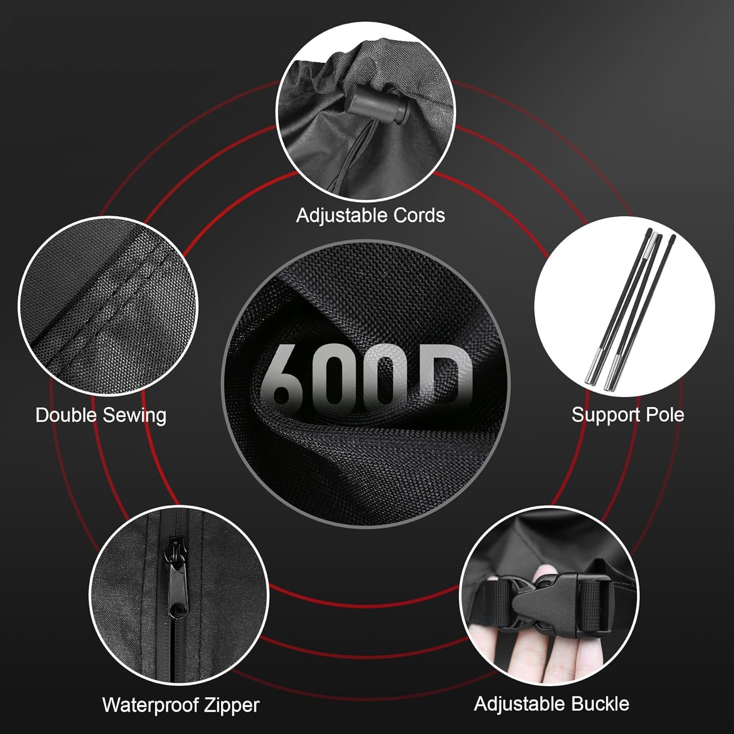 Zettum 2 a 3 M Funda para Sombrilla Jardín Exterior de Patio, Funda Protectora para Parasol 600D Impermeable y Resistente, para sombrillas 215x30x66/44cm