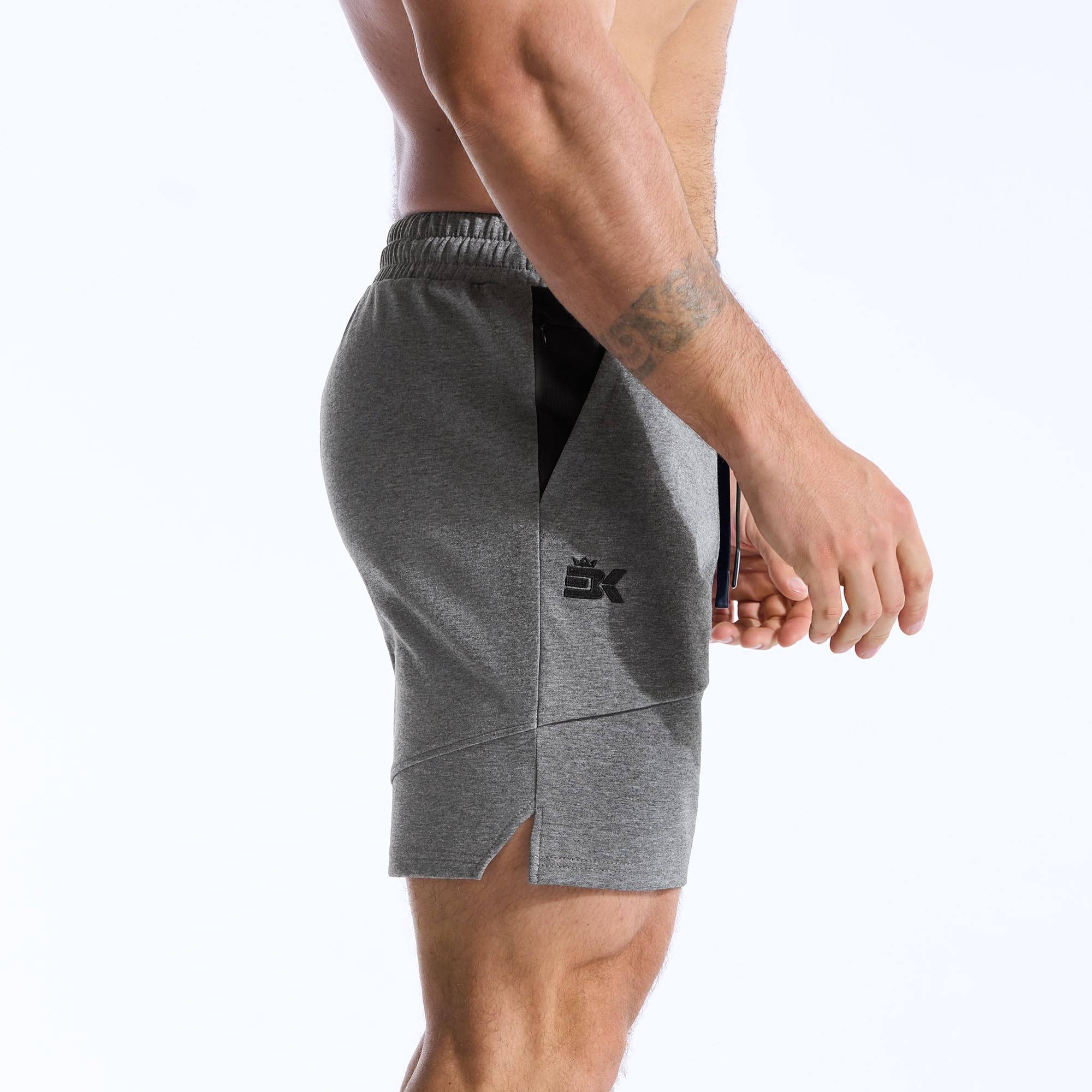 BROKIG Mens Zero Armor Gym Shorts,Cotton Running Workout Slim Fit Athletic Sweat Short for Men with Zip Pocket - 2