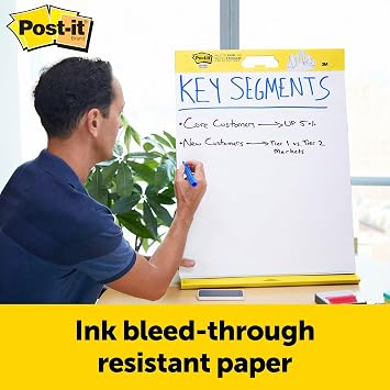 Post-it Super Sticky Portable Tabletop Easel Pad w/Dry Erase Panel, Great for Virtual Teachers and Students, 20x23 Inches, 20 Sheets/Pad, 2 Pads, Built-in Stand (563DE VAD 2PK), White