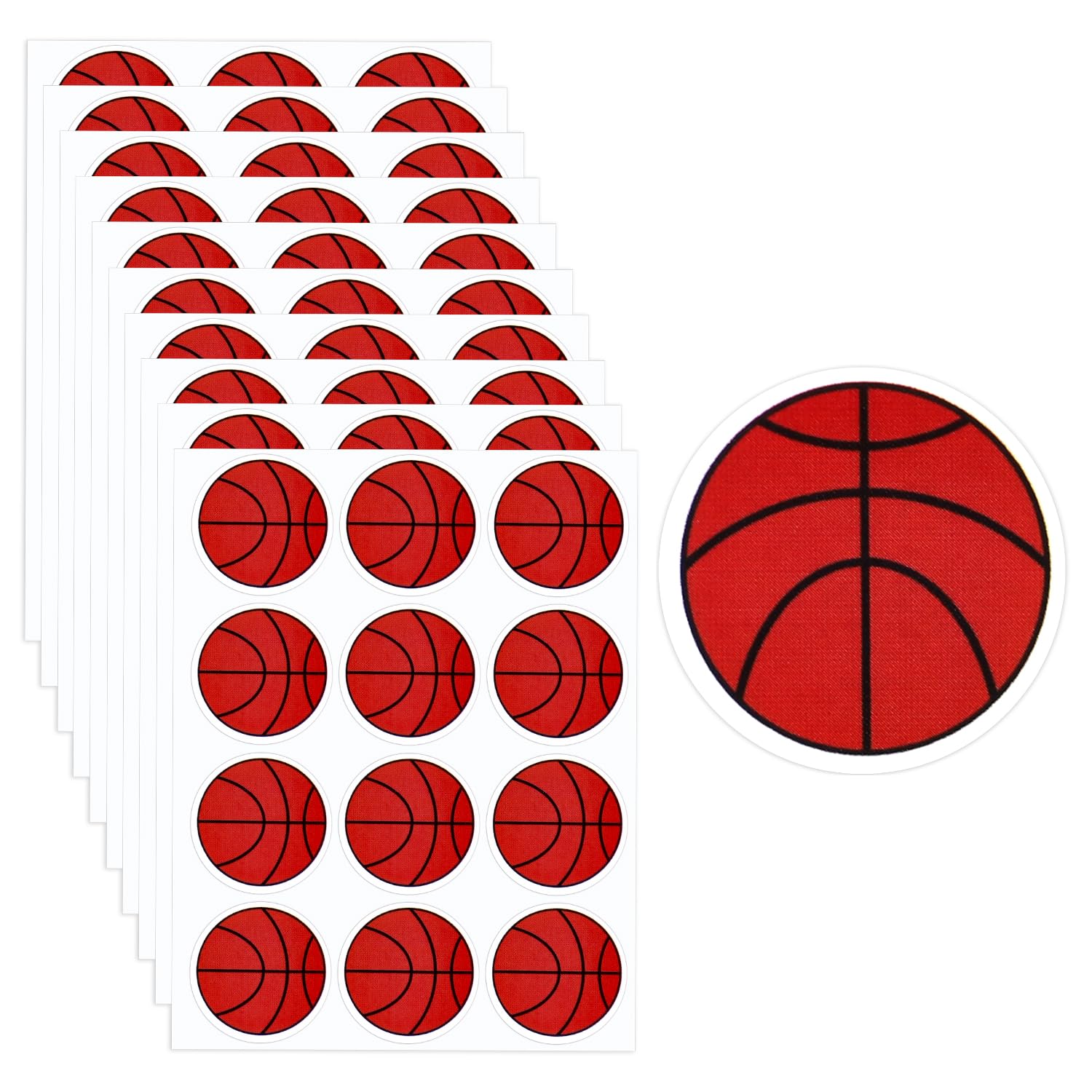 120pcs 1.18 Inch Orange Basketball Stickers, Realistic Style, Paper Material, Suitable for Plastic, Glass, Metal Surfaces, Indoor Use, Basketball Theme, Sticker Decal
