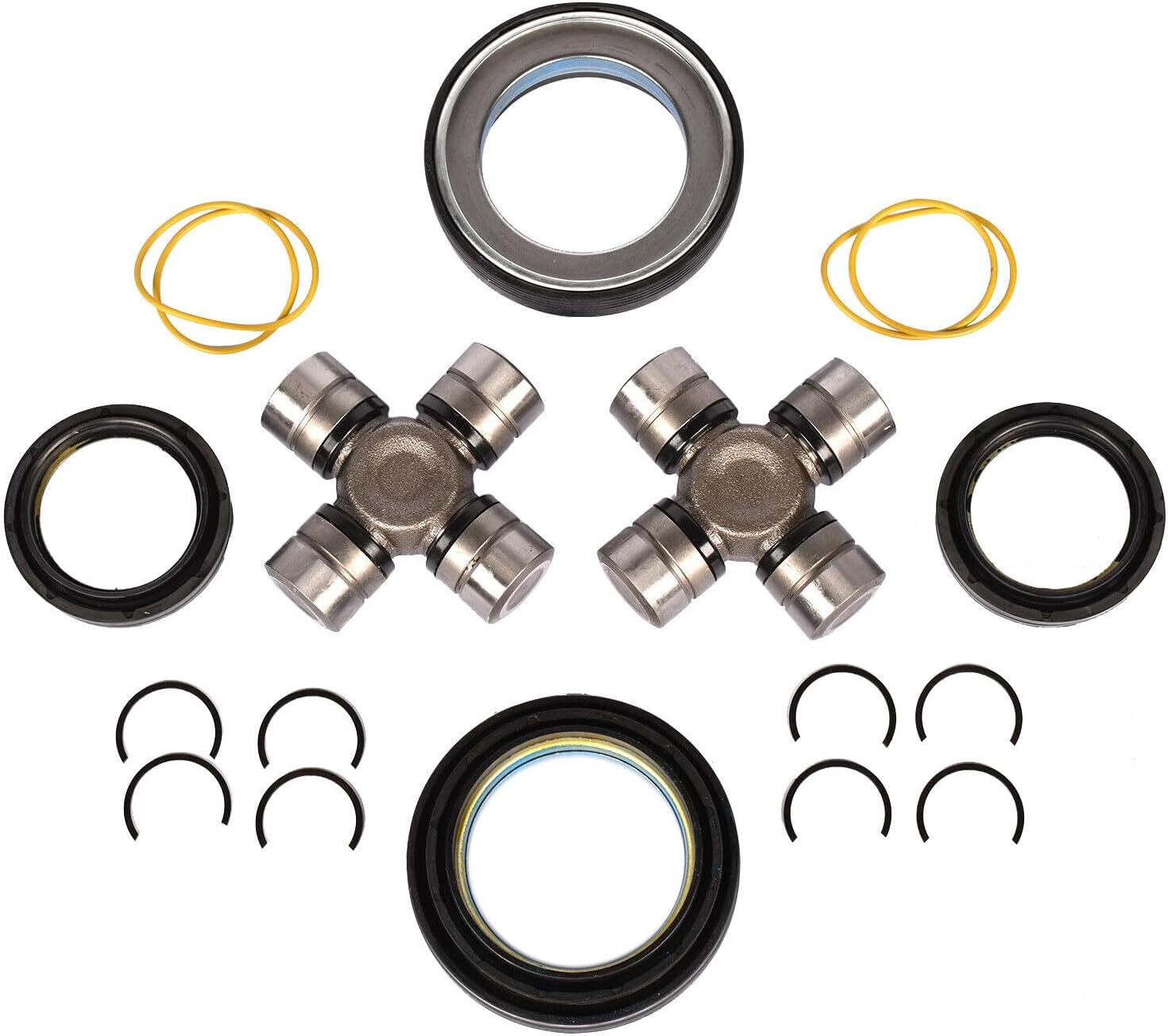 Front Axle Seal And U Joints Kit Compatible With Ford F250 F350 F450 F550 Super Duty with DANA 50 & 60 Solid Front Axles 1998-2005 Replace 2002692; 41784-2; 25-332X; SPL55-4X