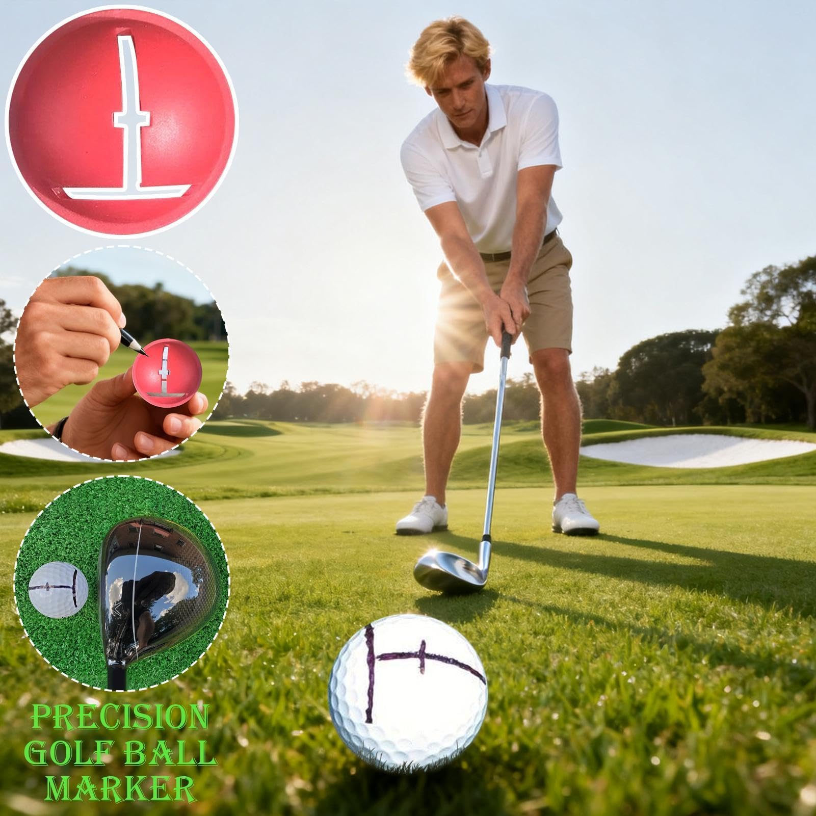 Golf Ball Line Marker | Professional Precision Ball Liner with Pen | Golf Line Drawing Marking Tool