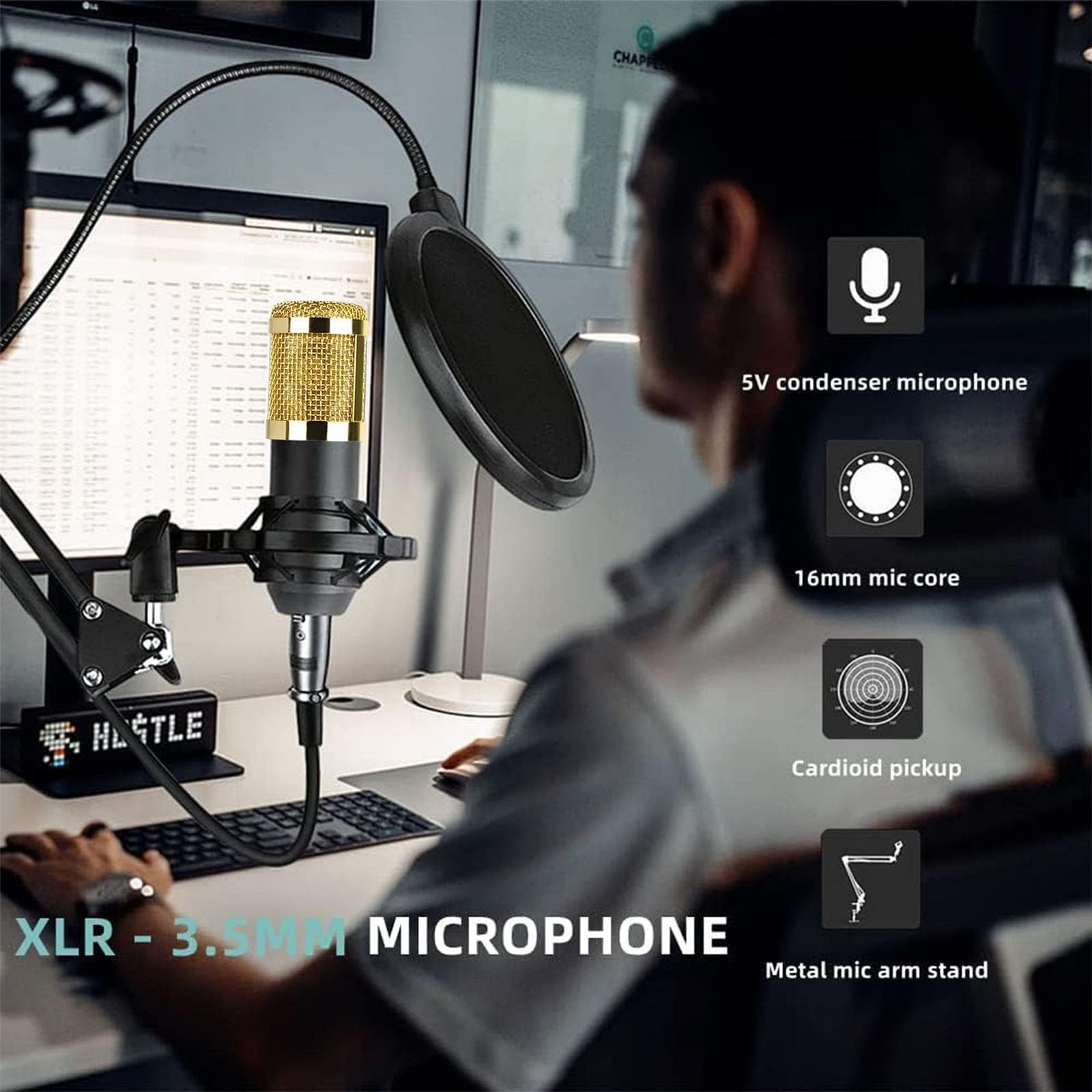 Podcast Setup per più dispositivi con scheda audio V8S con modulazione vocale e microfono antirumore BM800 per Content Creators Podcast Strumento di registrazione