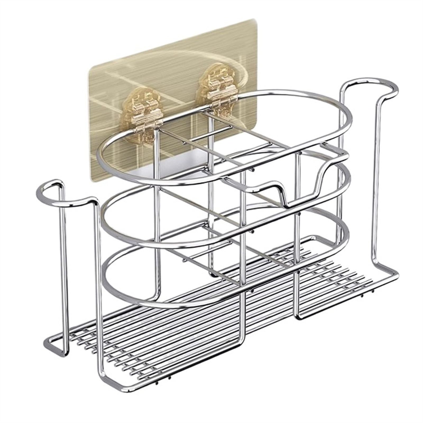 TBLOTYD Bathroom Shelves Bathroom Shelves Organizer Stainless Steel Shower Caddy Toothbrush Holders Wall Mounted Countertop No-Drill Wall Mounted