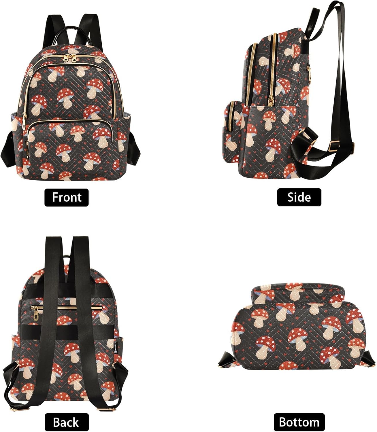 ALAZA Travel Backpack Purse for Women Fashion Anti-theft Work Casual Mushroom Vintage Daypack Shoulder Bag Medium Size