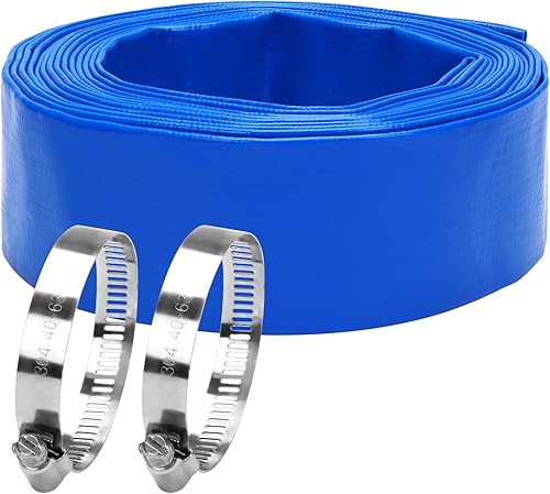 Miniatura 47 de Lay-Flat Manguera de retrolavado para piscina, manguera de descarga reforzada de PVC resistente a la intemperie, manguera de drenaje de piscina