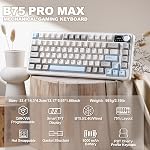YUNZII B75 PRO MAX QMK/VIA Wireless Mechanical Keyboard,75% Layout with Screen and Knob,Custom Hot Swap Gasket, Creamy Switches,Bluetooth/Type-C/2.4G for Win/Mac (Beige, Cocoa Cream V2 Switch) | 75% Layout with Screen and Knob, Custom Hot Swap, Gaske
