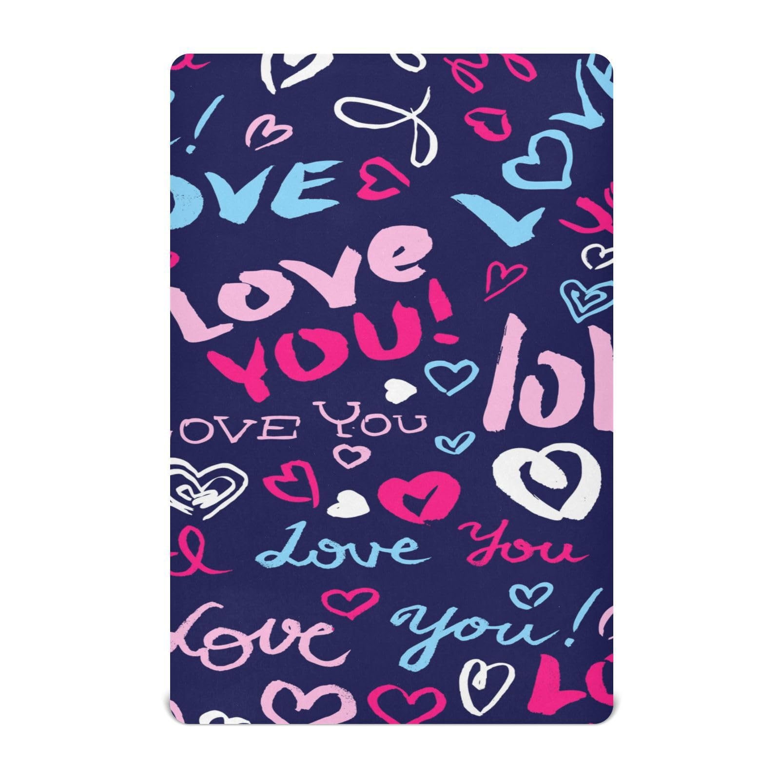 Moudou Valentine's Day Love Heart Playard Sheet for Boy Girls, Soft Breathable Fitted Toddler Sheet for Standard Playard Bed Mattress, 39 x 27 x 5 Inch