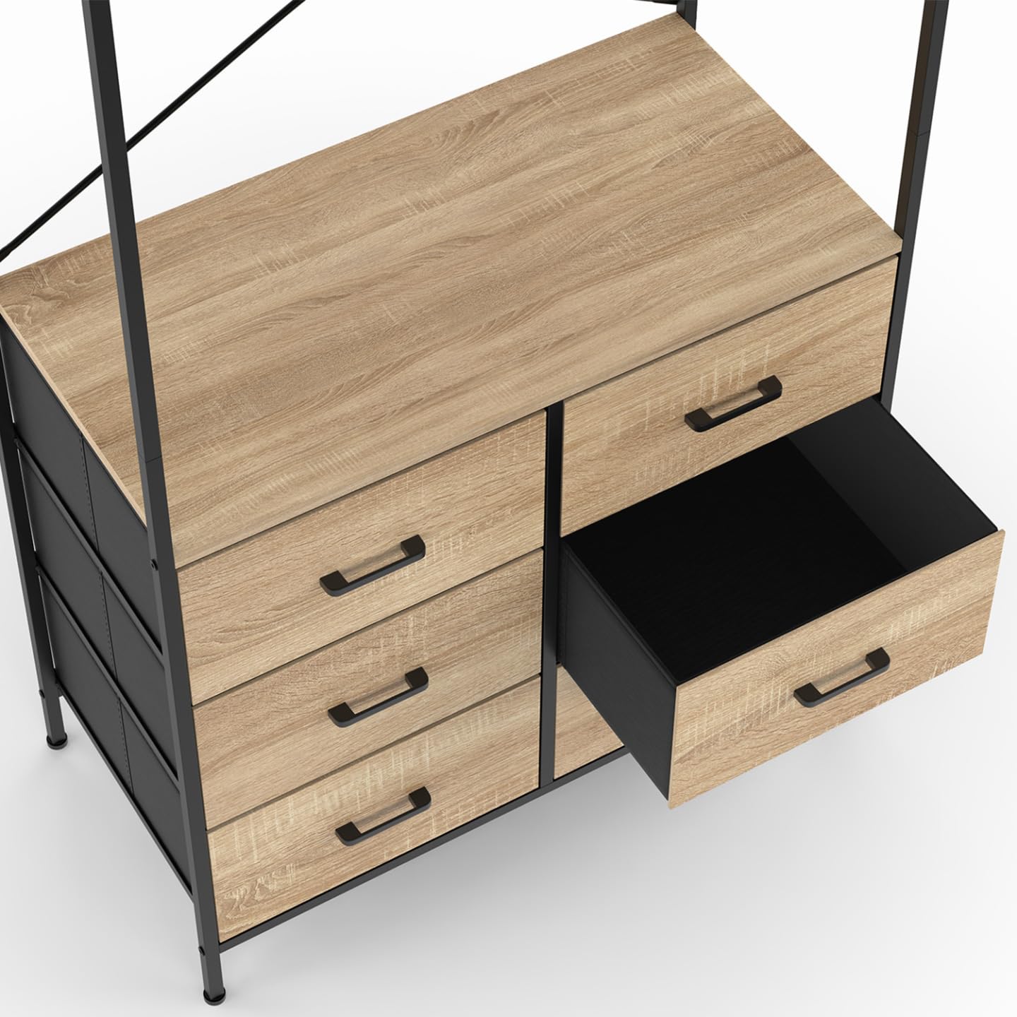 IDMarket - Dressing penderie L. 80 cm UTAH avec 6 bacs en tissu bois et noir