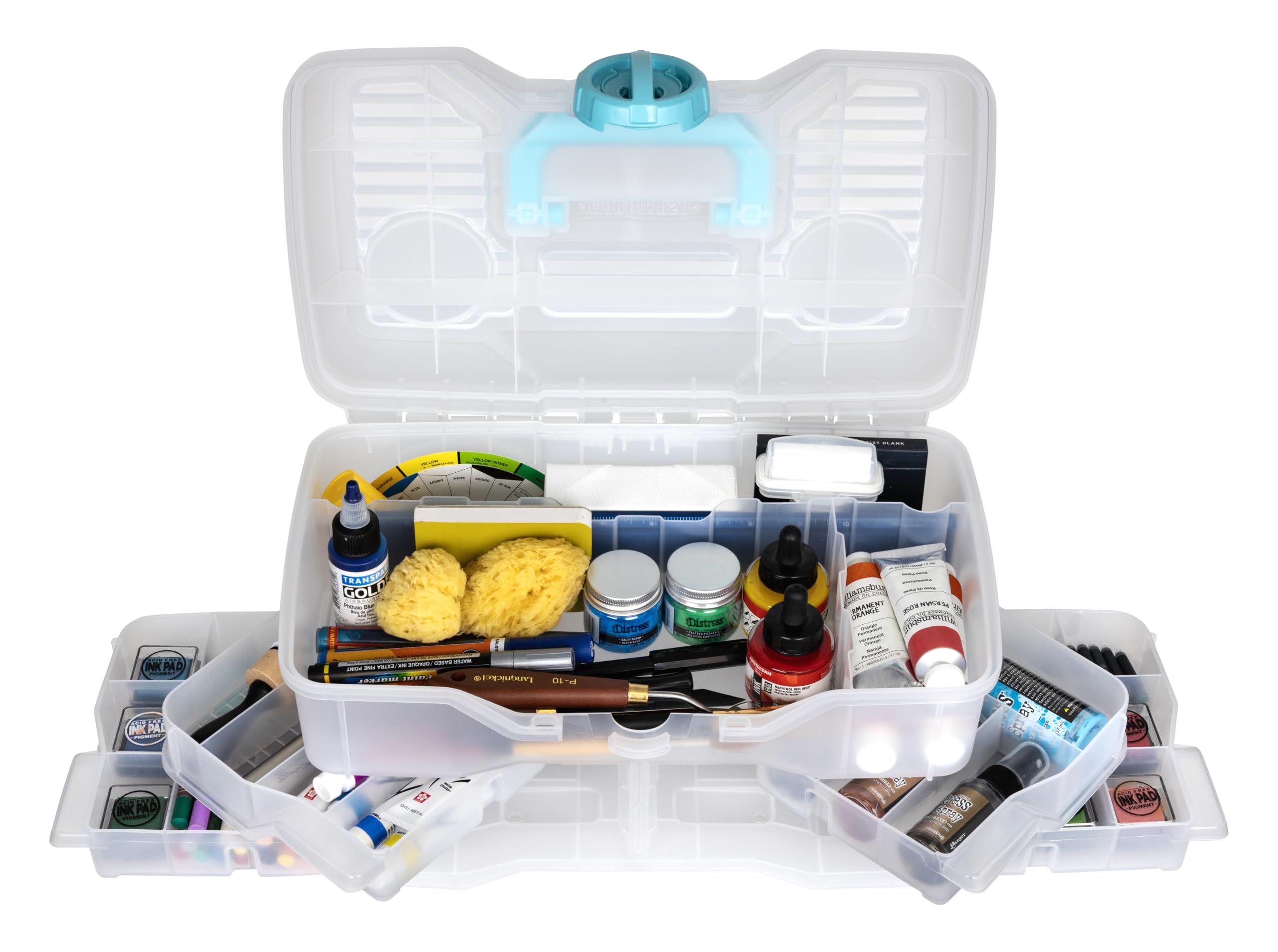 ArtBin Organizer in plastica trasparente per piccole parti, per fai da te, scatole e organizer per cucito, scatola portaoggetti con scomparti, scatola per progetti, misura media (4 vassoi girevoli)