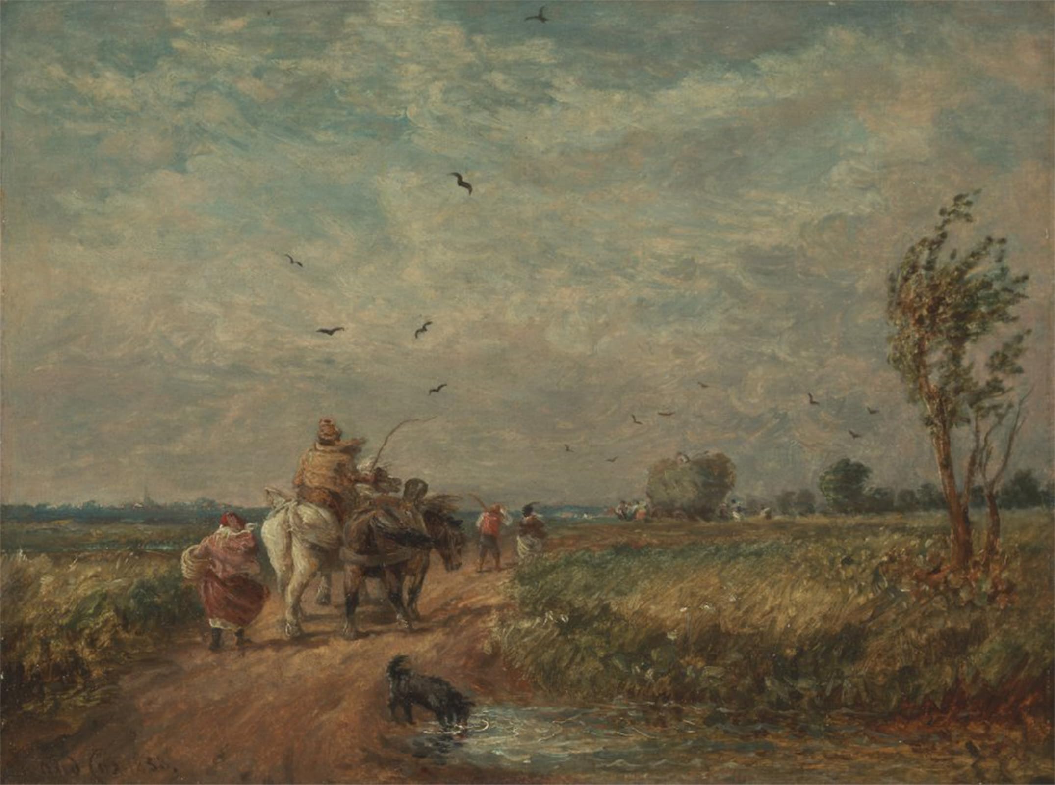 SERENDIPITP Abstract Painting Mural Print Picture Wall Decor Painting Going to the Hayfield by David Cox Vintage Wall Artwork for Home Decor 60x90cm