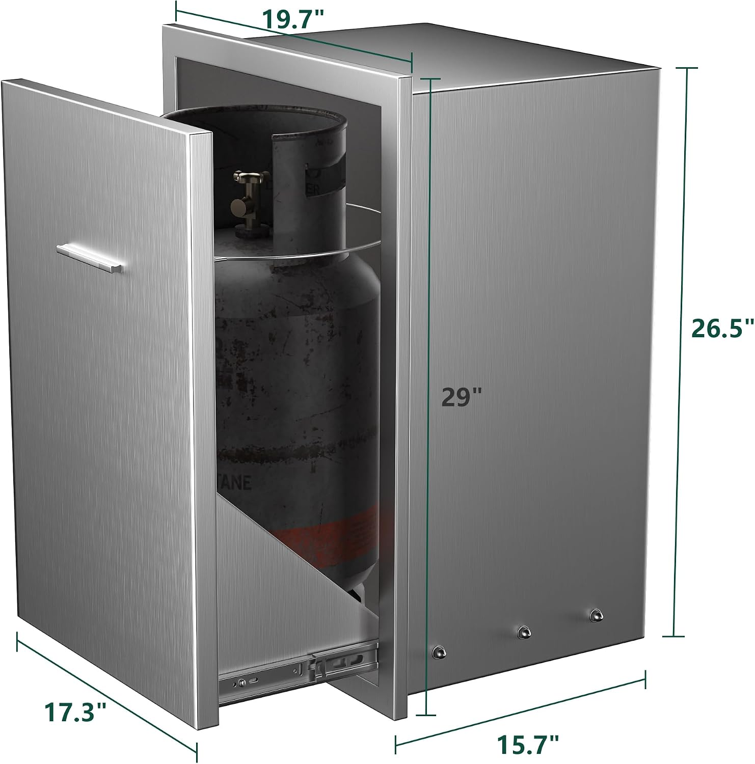 Outdoor Kitchen Drawers, 19.7"W x 15.7"D x 29"H Stainless Steel Trash or Storage Drawer with Silent Self-Locking Slide, Integrated Design for BBQ Island Cabinet