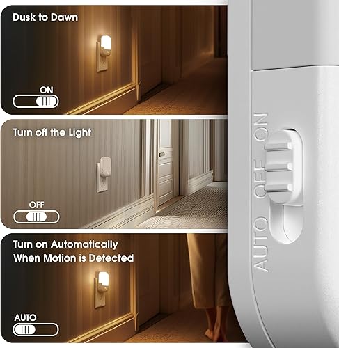 Miniatura 25 de Briignite - Luces nocturnas led enchufables, 3CCT, sensor de anochecer a amanecer, de 3000 K, regulable para pasillo, dormitorio, escalera, paquete