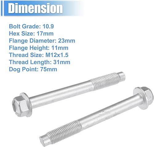 Miniatura 7 de uxcell 2 piezas de perno tensor de correa serpentina para Toyota Corolla Matrix Celica GT MR2 Perno de polea tensor de correa reemplazar 90105-12297