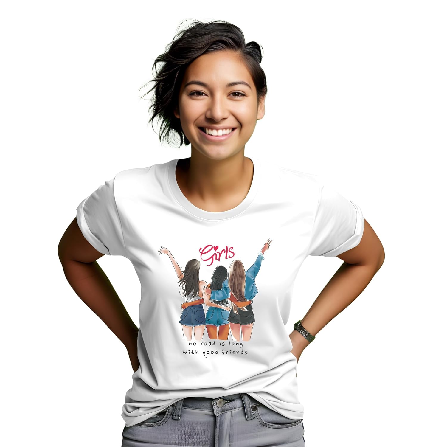 leeला Graphic Print | Round Neck | 100% Cotton | Regular Fit | Half Sleeve | Women T-Shirt