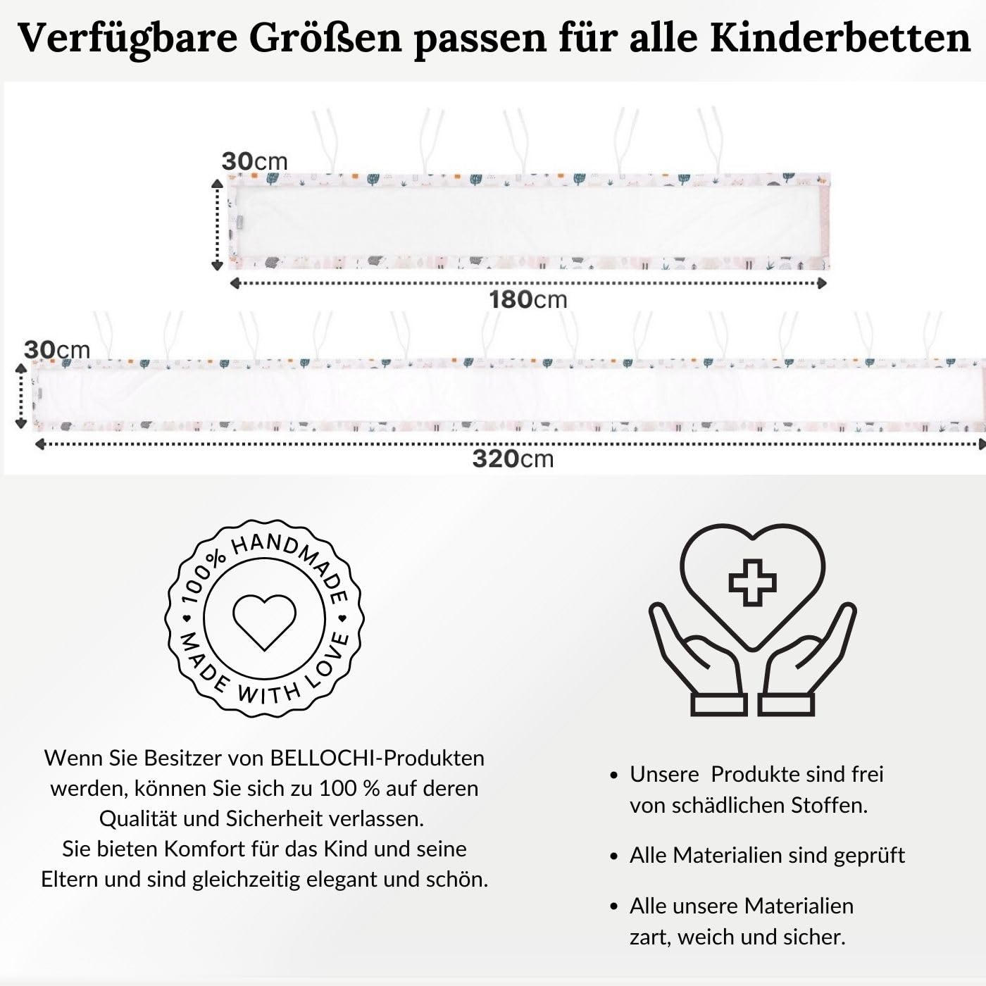 Bettumrandung Babybett, Kinderbett Umrandung 360x30 cm Bettumrandung, Nestchen Babybett Umrandung, gitterbett Schutz Rosetgrey