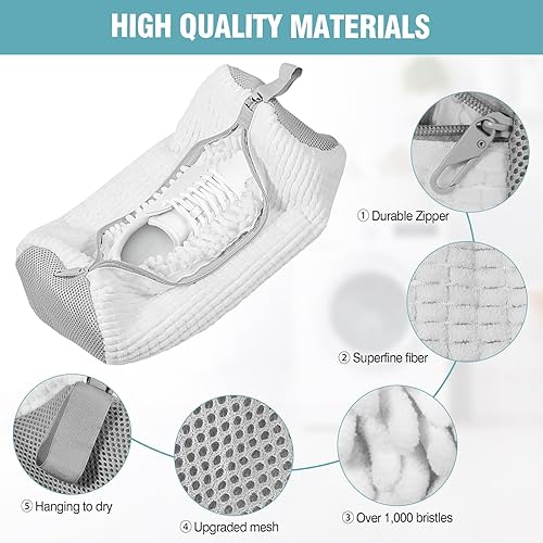 Miniatura 3 de Bolsa para lavadora de zapatos, bolsa de lavandería para lavadora y secadora, incluye bolsa de red seca, cremallera reutilizable y duradera con